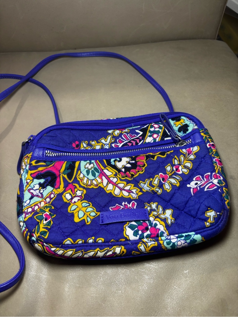 Vera Bradley Quilted Crossbody Purse Blue Romantic Paisley Print Small